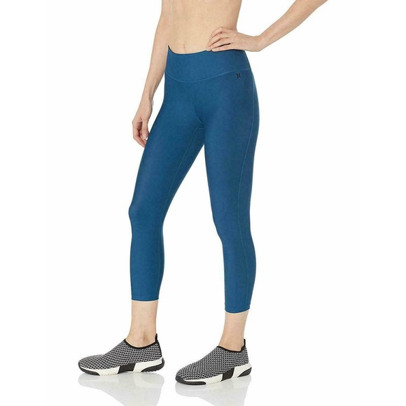 Hurley Pants - Hurley Women's Quick Compression Crop Surf Leggings - Blue Force